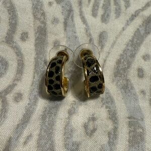 Cheetah print Gold Plated Small Hoop Earrings
